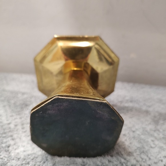 Vtg Brass Candle Holder 4.5" Octagon Base Candle Holder Castle Farm Core Holiday - Picture 3 of 7